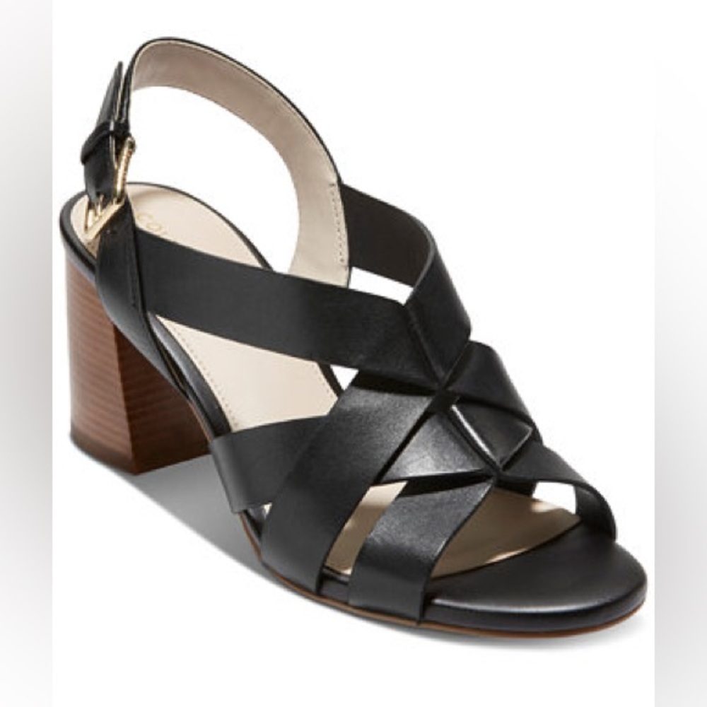 Cole Haan Women's Jamie Sandal With Block Heel Strappy Neutral Career Size 9B